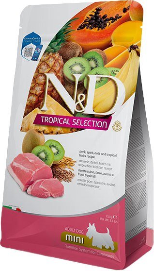 

Сухой корм для собак Farmina N&D Tropical Selection Dog Pork Adult Mini (1.5кг)