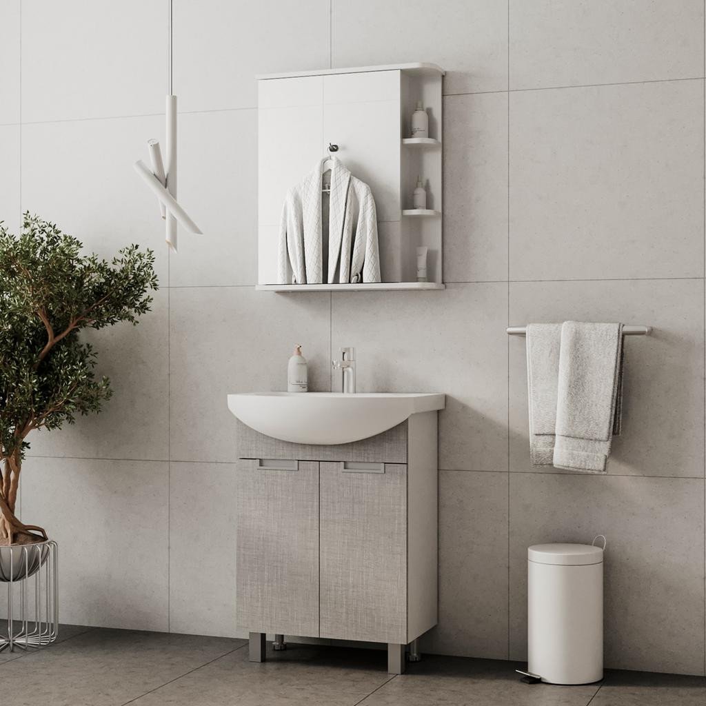 Volna Тумба с умывальником Vario Sf 50.2D Рива + Рива 50 (лен, напольная)