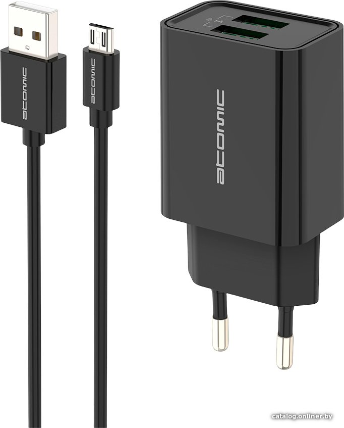 Сетевое зарядное Atomic U400 microUSB (черный)
