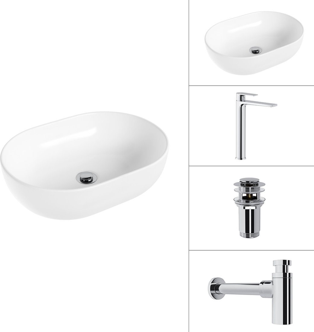 Умывальник Lauter 21836A + Reef 21CK8678C + сифон 21635CH + дон.клапан 21190CH (хром)