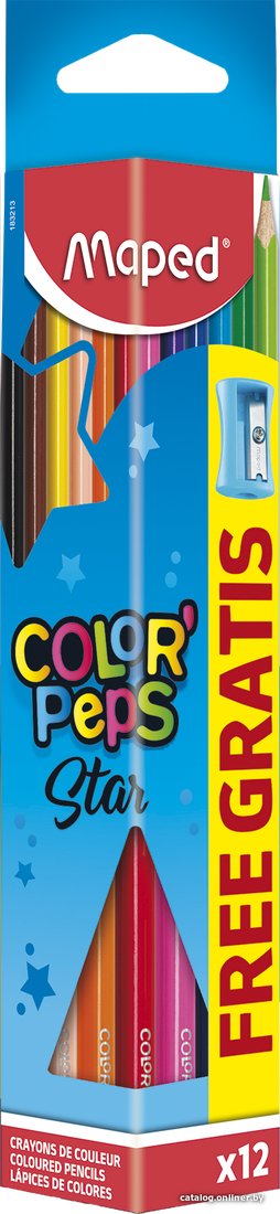 Набор цветных карандашей Maped Color Peps Star + точилка 183213 (12 шт)