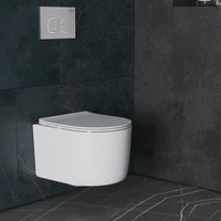 Унитаз подвесной Roxen Simple Compact в комплекте с инсталляцией StounFix Dual Fresh 6 в 1 919136 (кнопка: хром матовый)