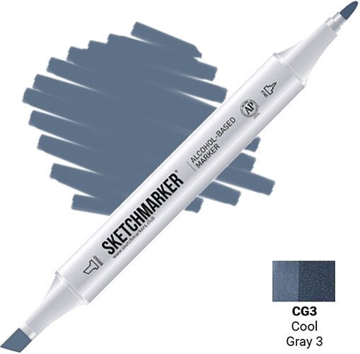 

Маркер художественный Sketchmarker Двусторонний CG3 SM-CG3 (серый холодный №3)