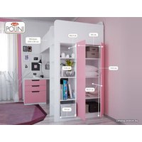 Кровать-чердак Polini Kids Simple с письменным столом и шкафом (белый/солнечный)