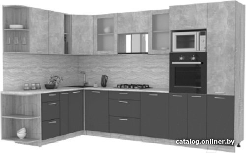 

Готовая кухня Интерлиния Мила 1.88x3.2 левая (бетон-антрацит-травертин)