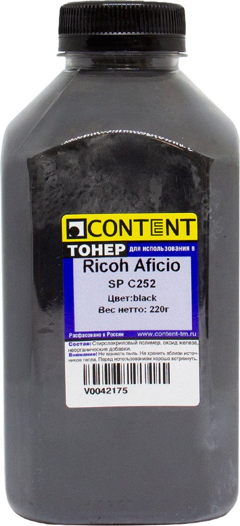 

Тонер Content для Ricoh Aficio SP C252 (черный) 220 г