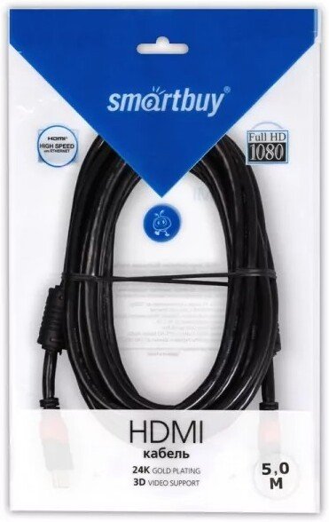 

Кабель SmartBuy K-421-100 HDMI - HDMI (2 м, черный)