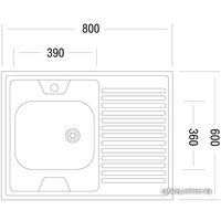 Кухонная мойка Ukinox STD800.600-5C 0R (с сифоном)