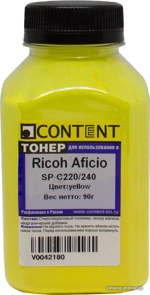 Тонер Content для Ricoh Aficio SP C220/240 (желтый) 90 г