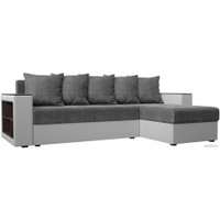 Угловой диван Лига диванов Дубай лайт правый 114196 (рогожка серый/экокожа белый)