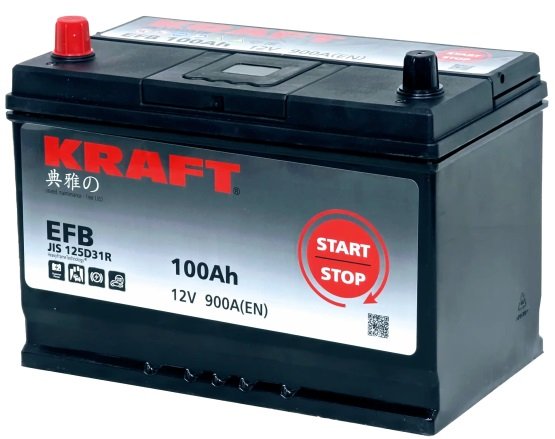 

Автомобильный аккумулятор KRAFT EFB L+ (100 А·ч)
