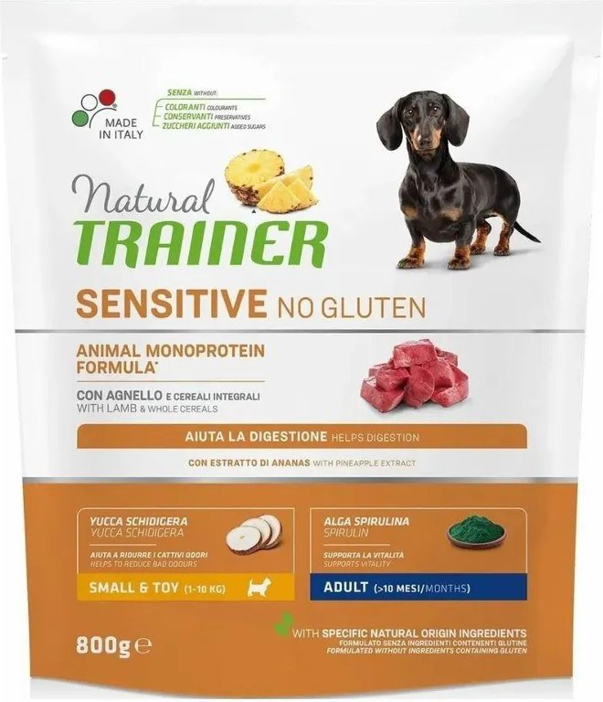 

Сухой корм для собак Trainer Natural No Gluten для мелких пород с чувств. пищев. с ягненком 800 г