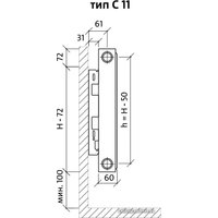 Стальной панельный радиатор Royal Thermo Compact C11-500-1000 (Bianco Traffico)
