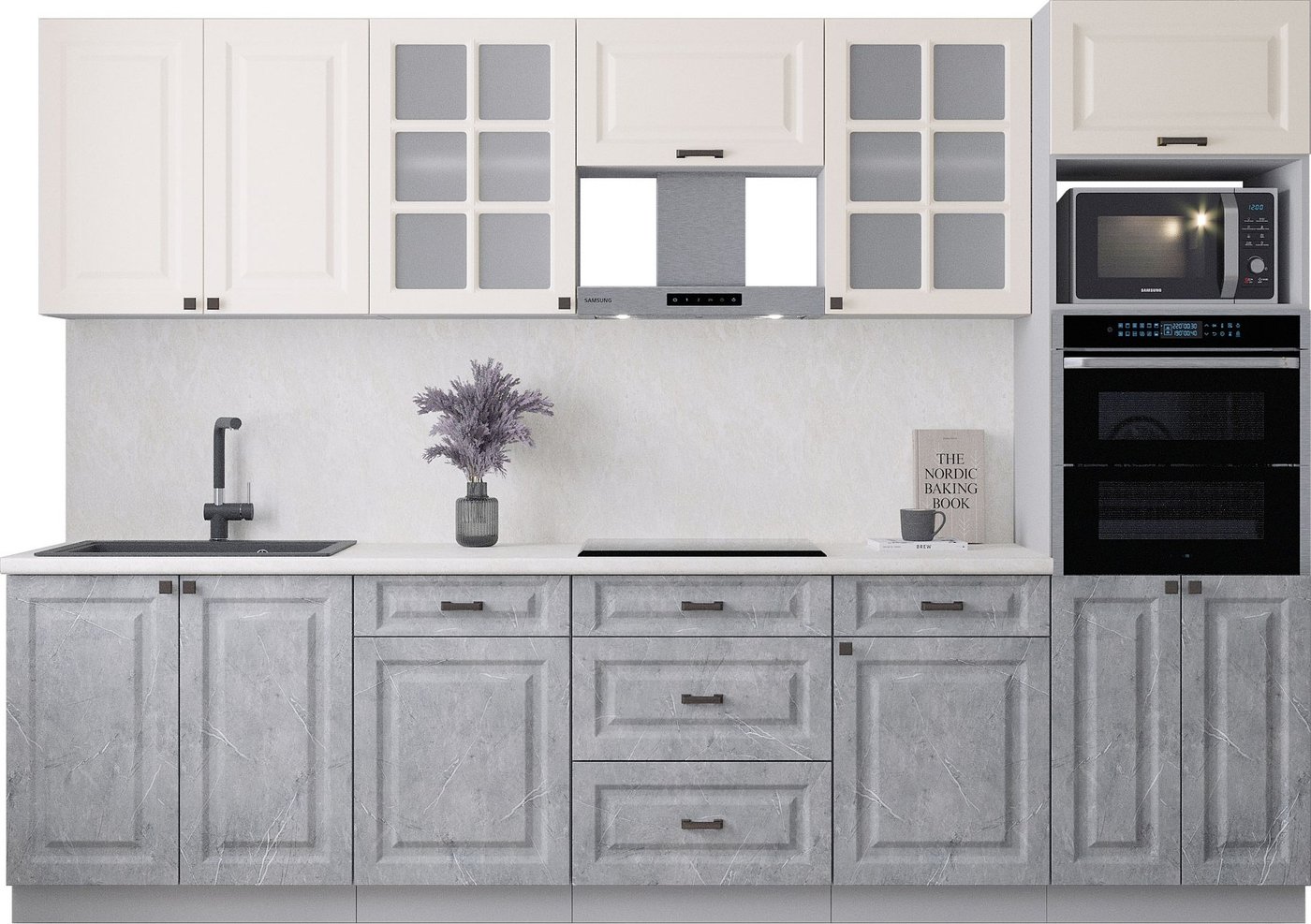 

Готовая кухня Интерлиния Мила Деко 3.0 (керамика/белый/опал светлый)