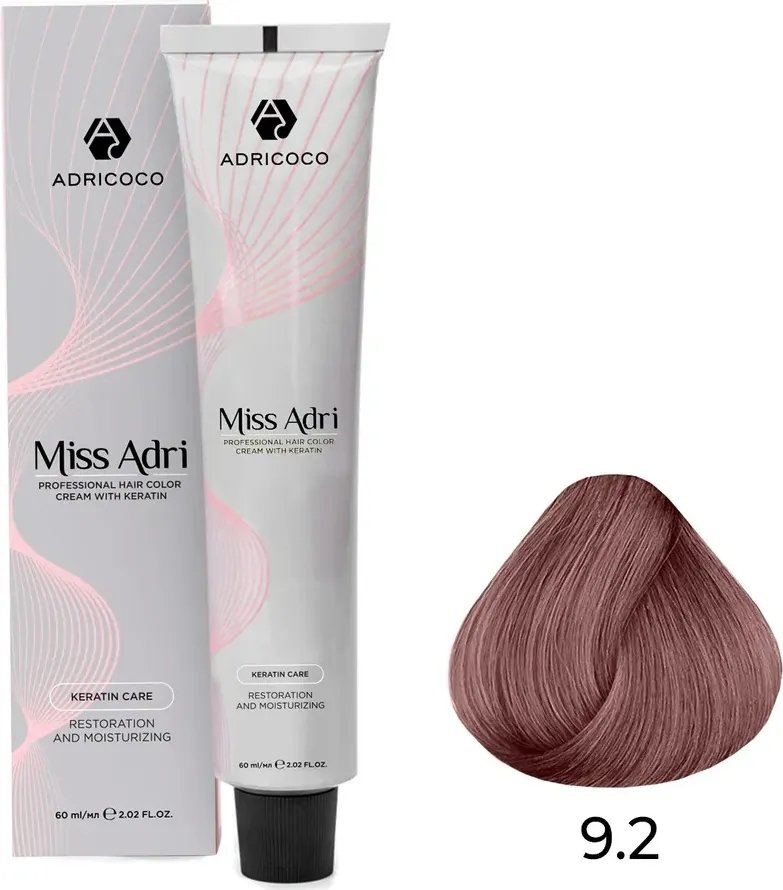 

Крем-краска Adricoco Miss Adri 9.2 (100мл, очень светлый блонд фиолетовый)