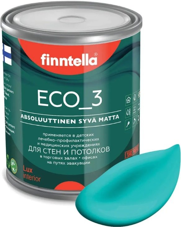 

Краска Finntella Eco 3 Wash and Clean Akvamariini F-08-1-1-FL133 0.9 л (аквамар)