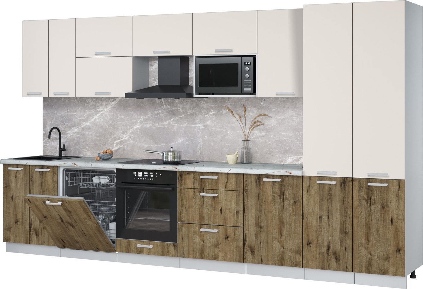 

Готовая кухня Интерлиния Мила Лайт 3.7-ПМ2 (персидский жемчуг/дуб веллингтон/серый каспий)