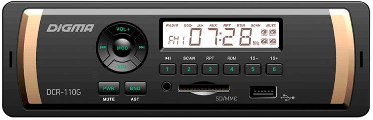

USB-магнитола Digma DCR-110G
