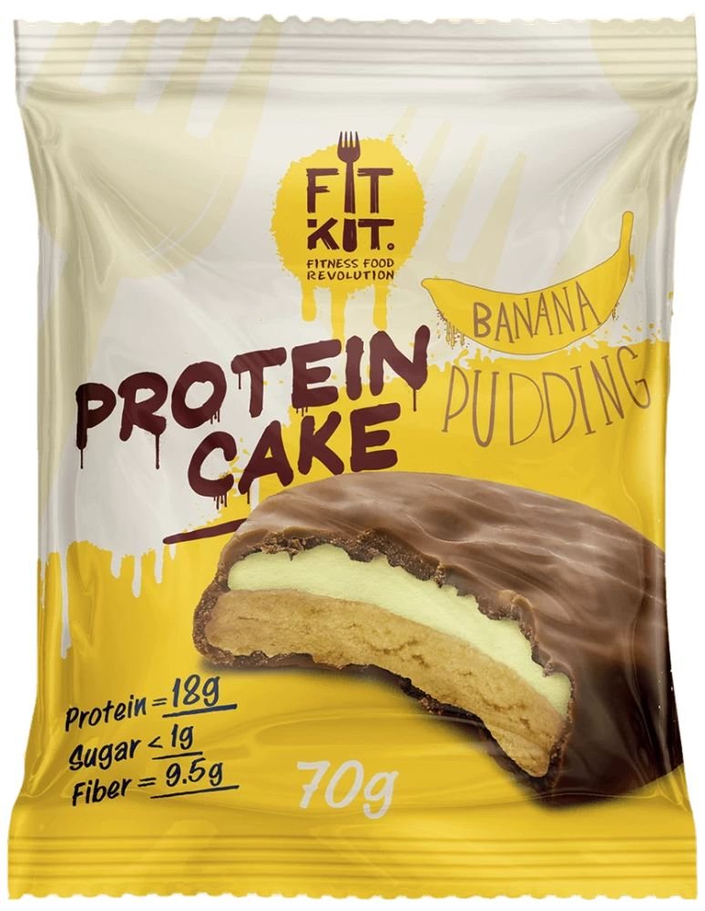 

Протеиновое пирожное FitKit Protein Cake (70 г, банановый пудинг)