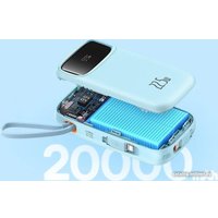 Внешний аккумулятор Baseus Qpow2 Dual-Cable Digital Display Fast Charge Power Bank 22.5W 20000mAh (голубой)