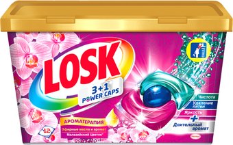 Капсулы для стирки Losk Ароматерапия 3+1 Power Caps Малазийский Цветок (12 шт)