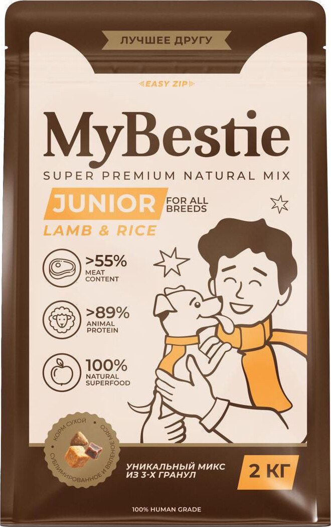 Сухой корм для собак MyBestie Junior Lamb and Rice ягненок с рисом 10 кг