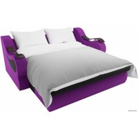 Диван Лига диванов Меркурий 100348 160 см (микровельвет, черный/фиолетовый)