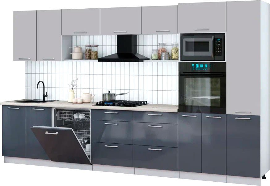 

Готовая кухня Интерлиния Мила Gloss 3.6-ПМ1 (асфальт глянец/грей/бискайская сосна)