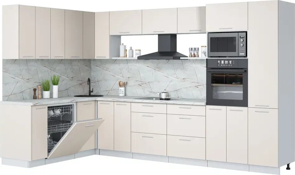 

Готовая кухня Интерлиния Мила Лайт 1.896х3.38 (персидский жемчуг/персидский жемчуг/серый каспий)