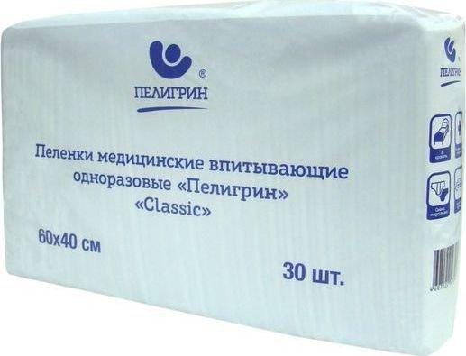 

Пеленка одноразовая Пелигрин Classic медицинские 60x40 (30 шт)