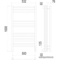 Полотенцесушитель TERMINUS Аврора П12 500x1000 нп электро (хром)