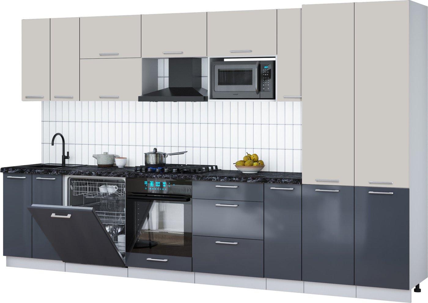 

Готовая кухня Интерлиния Мила Gloss 3.5-ПМ2 (асфальт глянец/кашемир/кастилло темный)