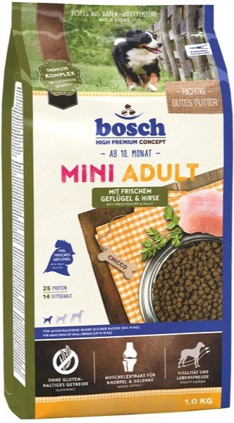 

Сухой корм для собак Bosch Mini Adult Poultry & Spelt (Птица с Просо) 1 кг