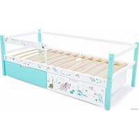 Кровать-тахта Бельмарко Svogen 1355 160x70 (мятный/белый, динозаврики)