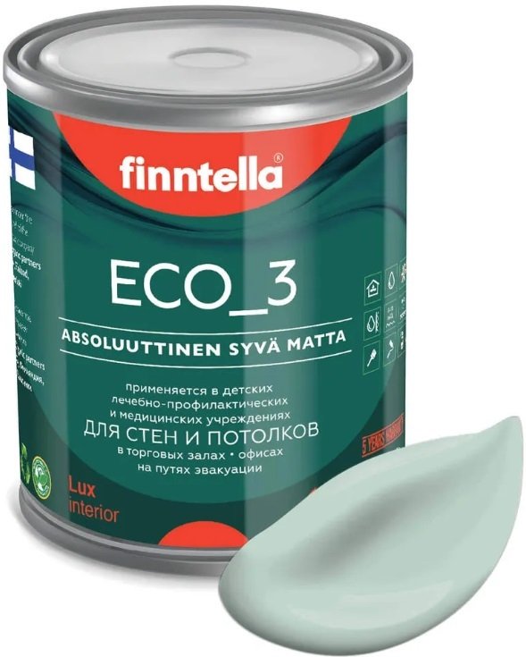 

Краска Finntella Eco 3 Wash and Clean Paistaa F-08-1-1-LG203 0.9 л (бледно-бирюз)