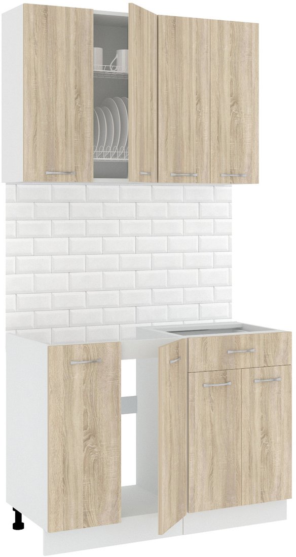 

Готовая кухня Кортекс-мебель Корнелия Лира-лайт 1.1м без столешницы (дуб сонома)