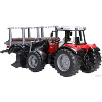 Погрузчик Bruder Massey Ferguson + Frontloader and timber trailer 02046