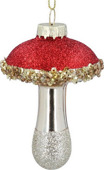 

Елочная игрушка Gisela Graham Красный гриб All Glass 01275