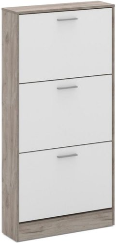 Тумба для обуви Империал 600 3-х дверная (дуб крафт серый/белый)