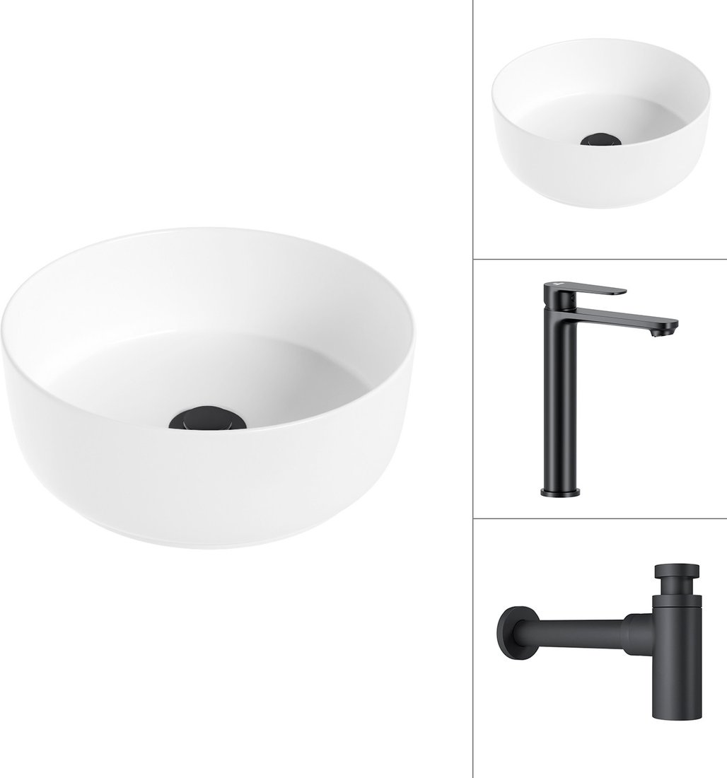 

Умывальник Lauter 21499-31 + Moon 21СК8691BS с сифоном 21635B (черный матовый)