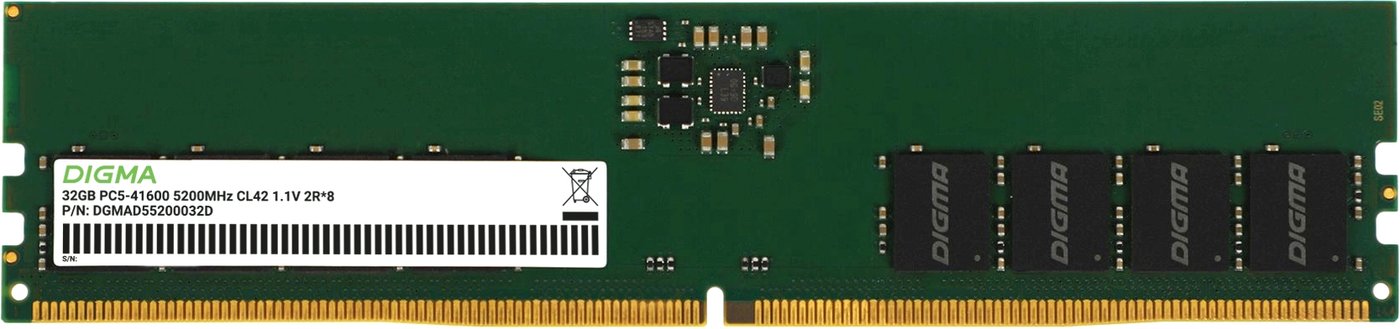 

Оперативная память Digma 32ГБ DDR5 5200 МГц DGMAD55200032D