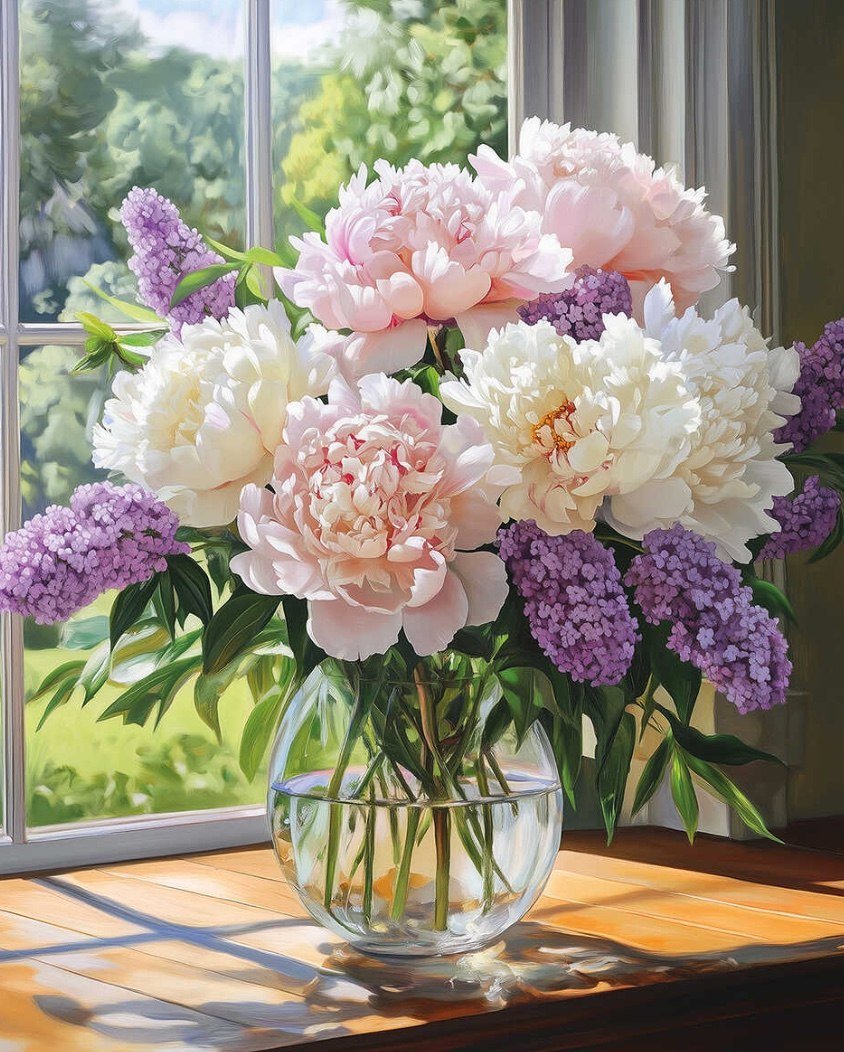 

Алмазная мозаика Феникс+ Сирень и пионы 70837