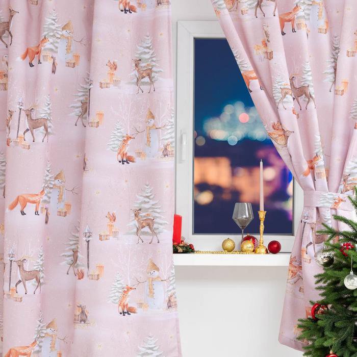 

Комплект штор Этель Christmas 1.45x1.8 м (розовый, 2 шт)