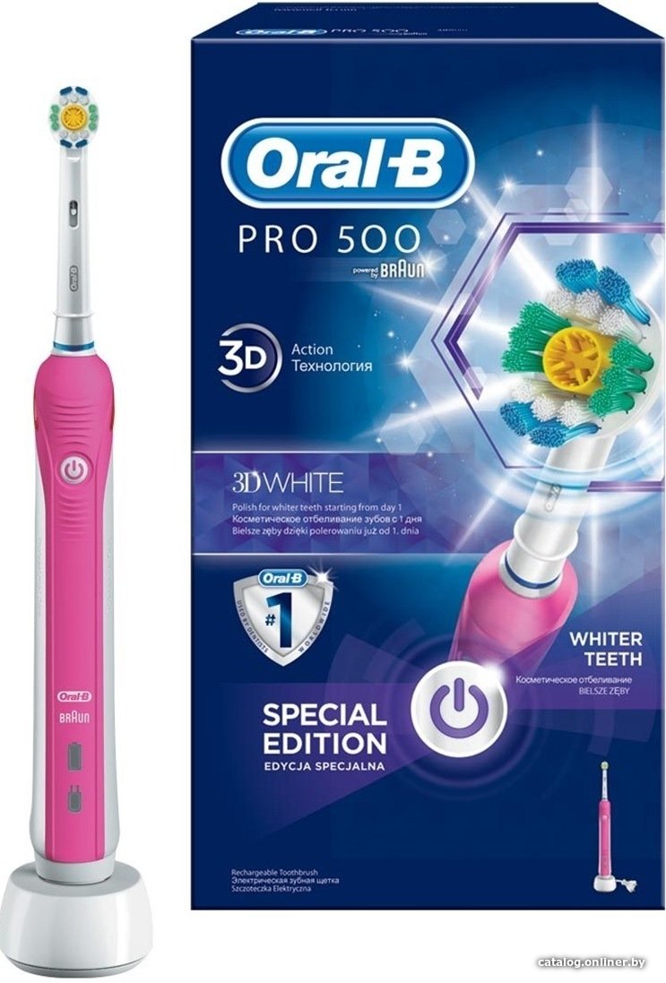 Электрическая зубная щетка Oral-B Pro 500 3D White (D16.513.U)