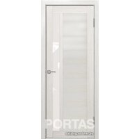 Межкомнатная дверь Portas S28 60x200 (французский дуб, стекло lacobel белый лак)