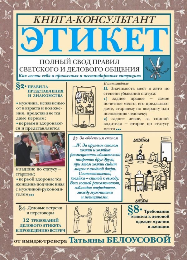

Книга издательства АСТ. Этикет: Полный свод правил светского и делового общения (Белоусова Татьяна Вадимовна)