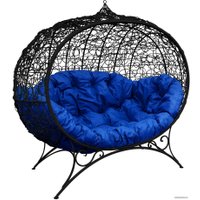 Садовый диван M-Group Улей на ножках 11220410 (черный ротанг/синяя подушка)