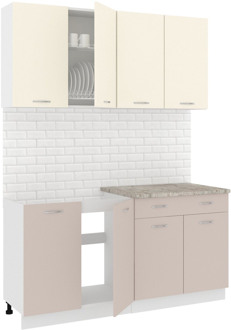 

Готовая кухня Кортекс-мебель Корнелия Лира-лайт 1.6м (крем/капучино/марсель)