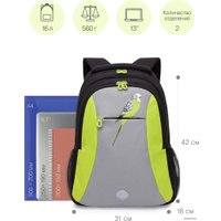 Школьный рюкзак Grizzly RD-242-4/1 (черный/салатовый)