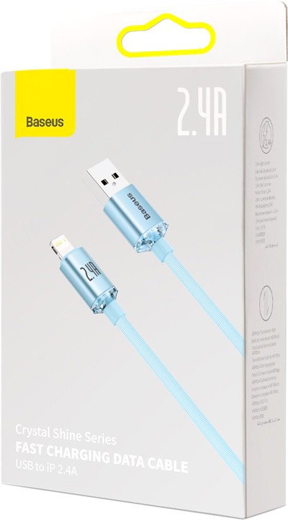 

Кабель Baseus Crystal Shine USB Type-A - Lightning (1.2 м, голубой)